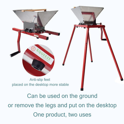 SQUEEZE master Fruit Apple Wine Classic Crusher With Stand -7 Litre/1.8Gallon Manual Grinder- Large Stainless Steel-Red