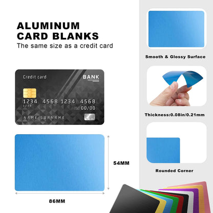 AENBUSLM Laser Engraving Blanks, 200pcs Black Aluminum Alloy Sheets for CNC Engraving, Laser Crafting, Multipurpose Metal Business Cards. DIY Gift Cards, 85 x 55x 0.2mm Thickness (Colorful-200pcs)