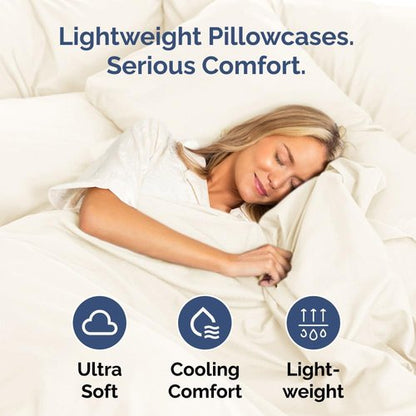 King Standard Pillow Cases - Soft Hotel Quality Covers | Comfy, Fade-Free & Wrinkle Resistant - 2 Piece Set in Off White