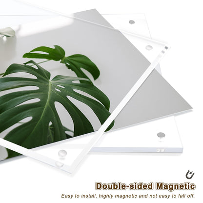 Egofine 6x8 Acrylic Frames 2 Pack, Clear Picture Frames with Stand, Magnetic Acrylic Photo Frames for Tabletop Display Horizontally or Vertically