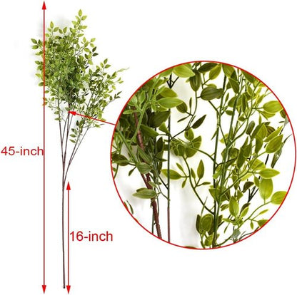 HANDIC Artificial Plants Stems 2pcs Branches for Vase Faux Greenery Stems Plant for Shop Garden Office Home Décor (45"/Each Branch) (2, Green)