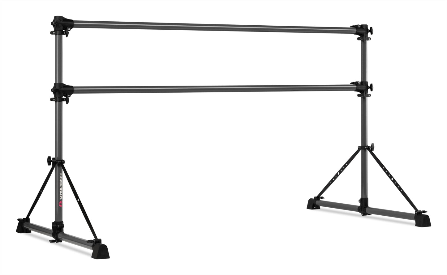 VITA Barre Portable Freestanding Double Ballet Barre, Fit, 6 Ft Bars, Dark Mystic Gray, Aluminum | Adjustable Height, Made in USA, Home or Gym Exercise Equipment | Dance, Fitness, Pilates