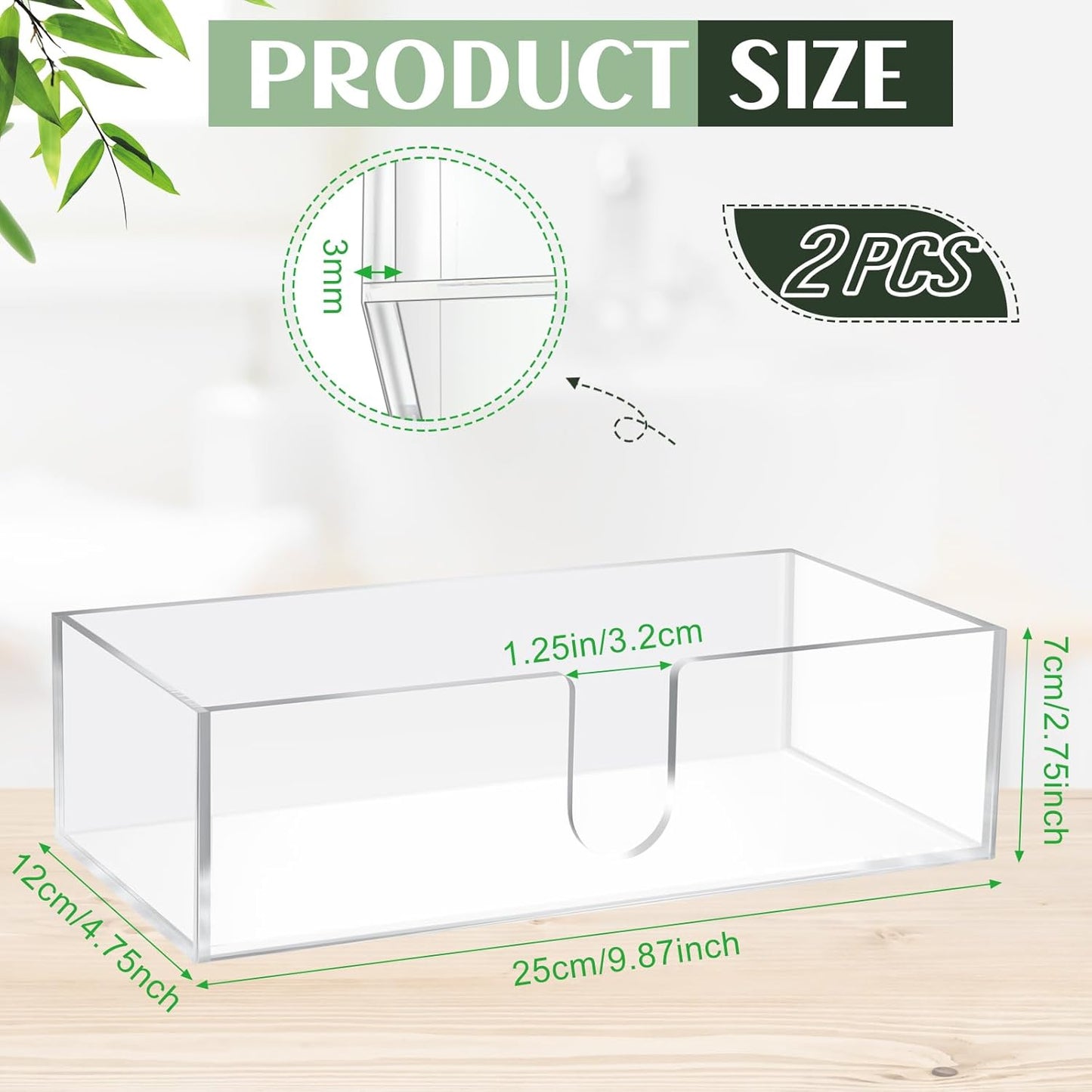 2 2.75 Inch Countertop Mumufy Pcs Paper Napkins Holder Fold Paper Towel Dispenser Height Acrylic Multifold Towel