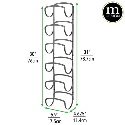 mDesign Steel Towel Holder for Bathroom Wall - Wall Mounted Organizer for Rolled Bath Towels - Six Level Wall Mount Towel Storage Rack - Bathroom Towel Organizer - Hyde Collection - Graphite Gray