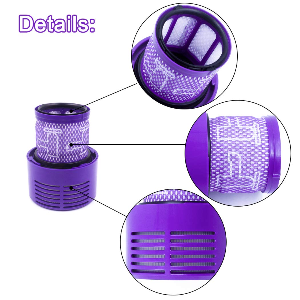 UPGRADED VERSION 3 PACK HEPA Replacement V10 Filters Compatible with V10 Cyclone series, V10 Absolute, V10 Animal, V10 Total Clean, V10 Motorhead, SV12, Part No. 969082-01, Washable and Reusable