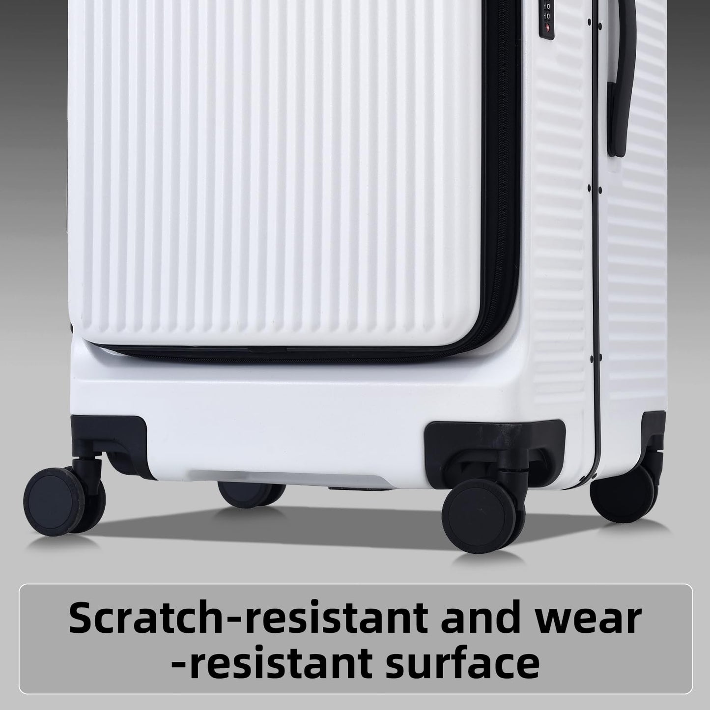 Kaleenie 2 pieces 20/29 Aluminum Frame Carry On and Checked Luggage Set with Side Opening, Lightweight Hardshell ABS+PC Trunk Suitcase with TSA Lock, 360° Universal Wheels & Adjustable Handle, White