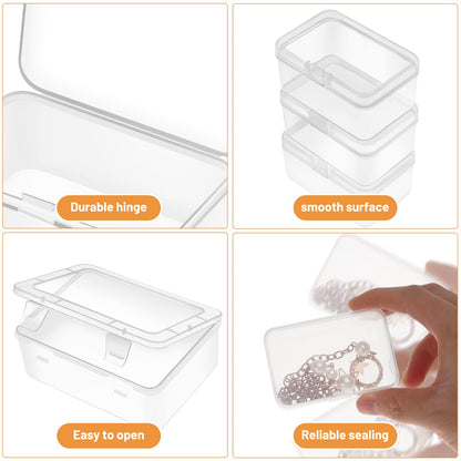 Mathtoxyz 2PCS Small Bead Organizers and Storage, Clear Bead Storage Containers Rectangle Bead Holder Plastic Cases Transparent Boxes for Nail DIY Craft Making Jewelry Battery Screw