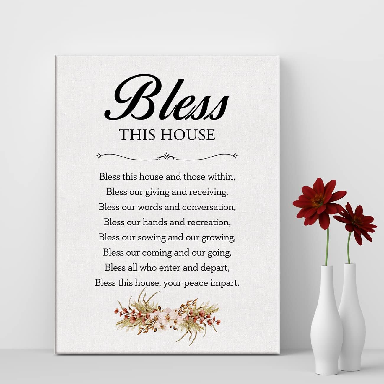 LEXSIVO Home Blessing Print - Canvas Wall Art, Bless This House Painting, 12x15 Canvas Poster