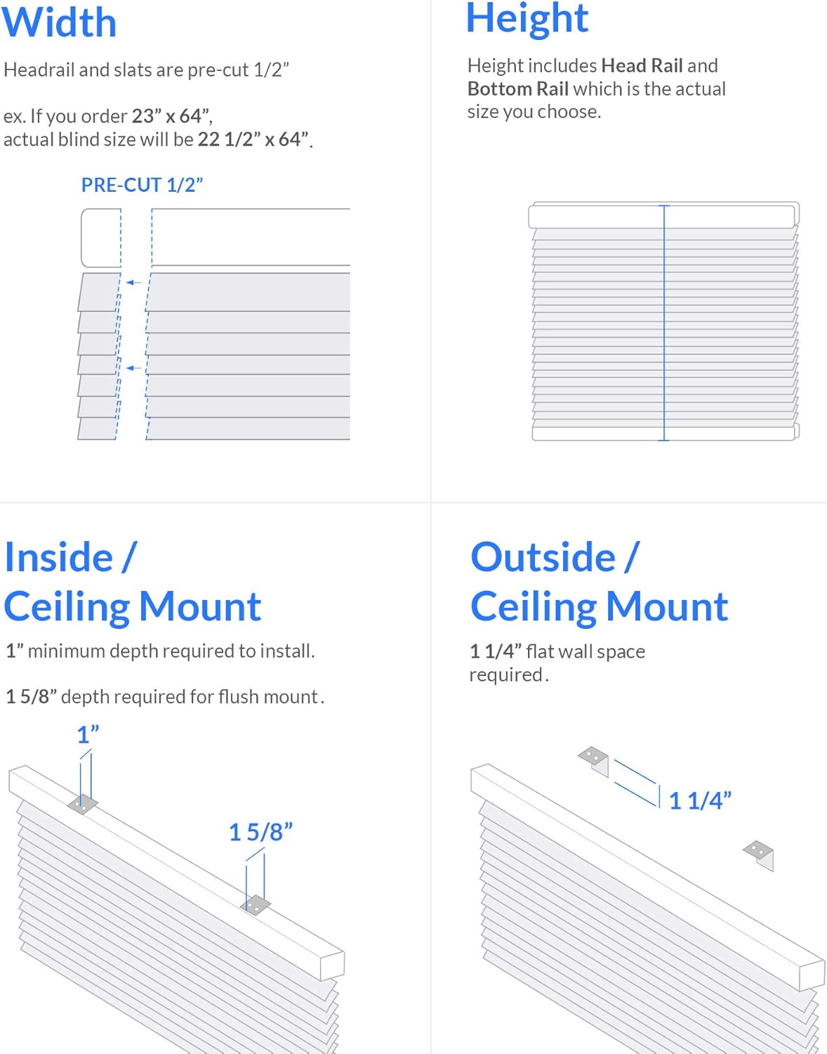 CHICOLOGY Mini Blinds for Windows, White, 29" W x 48" H, Commercial Grade
