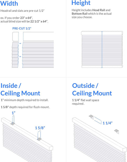 CHICOLOGY Mini Blinds for Windows, White, 29" W x 48" H, Commercial Grade