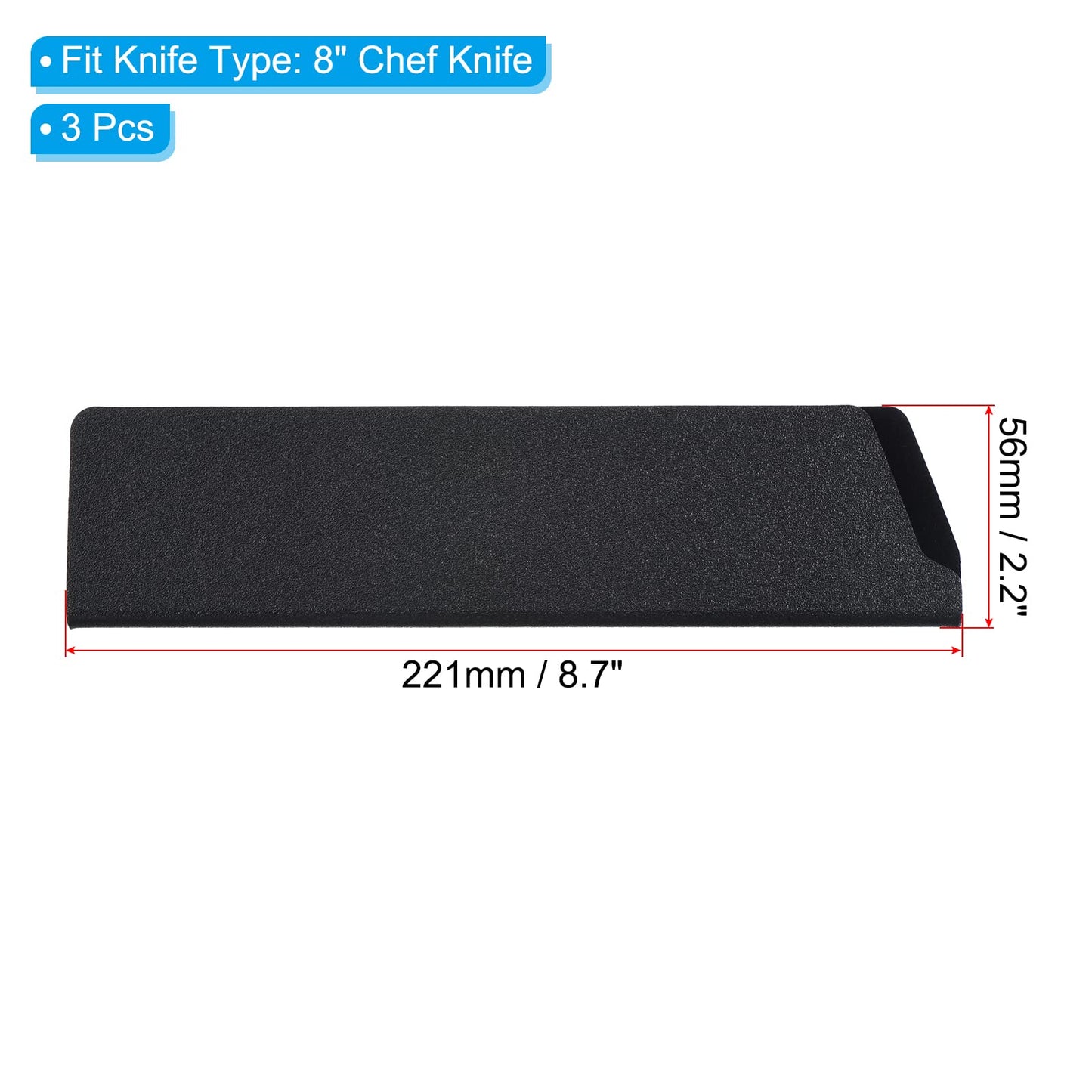 PATIKIL ABS Knife Cover Sleeves for 8" Chef Knife, 3 Pack Knives Edge Guard Blade Protector Universal Knife Sheath for Home Kitchen, Black