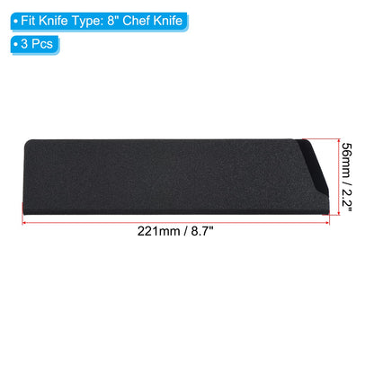 PATIKIL ABS Knife Cover Sleeves for 8" Chef Knife, 3 Pack Knives Edge Guard Blade Protector Universal Knife Sheath for Home Kitchen, Black