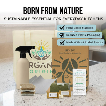 Lifecircle Kitchen Cleaning Kit 14 Piece – Swedish Dishcloths, Dish Towels for Kitchen, Plant-Based Sponges, Reusable Paper Towels, Cleaner Tablets & Spray Bottle by Organic Origin