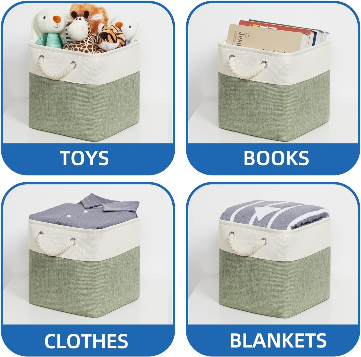 11 Inch 4Pack Temary Cube for Shelves Bin Fabric Storage Baskets for Organizing Toys, Clothes, Decorative Baskets