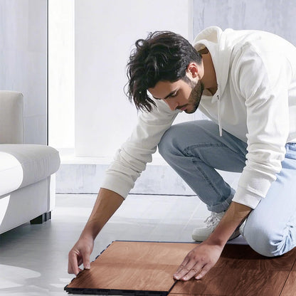 VEVOR Dance Floor Tiles, 12.4 x 12.4 in 52 Piece Interlocking Dance Flooring, Portable Dance Practice Floor with Cushioned Base (Oak Wood Grain, 52 sq. ft/Box)