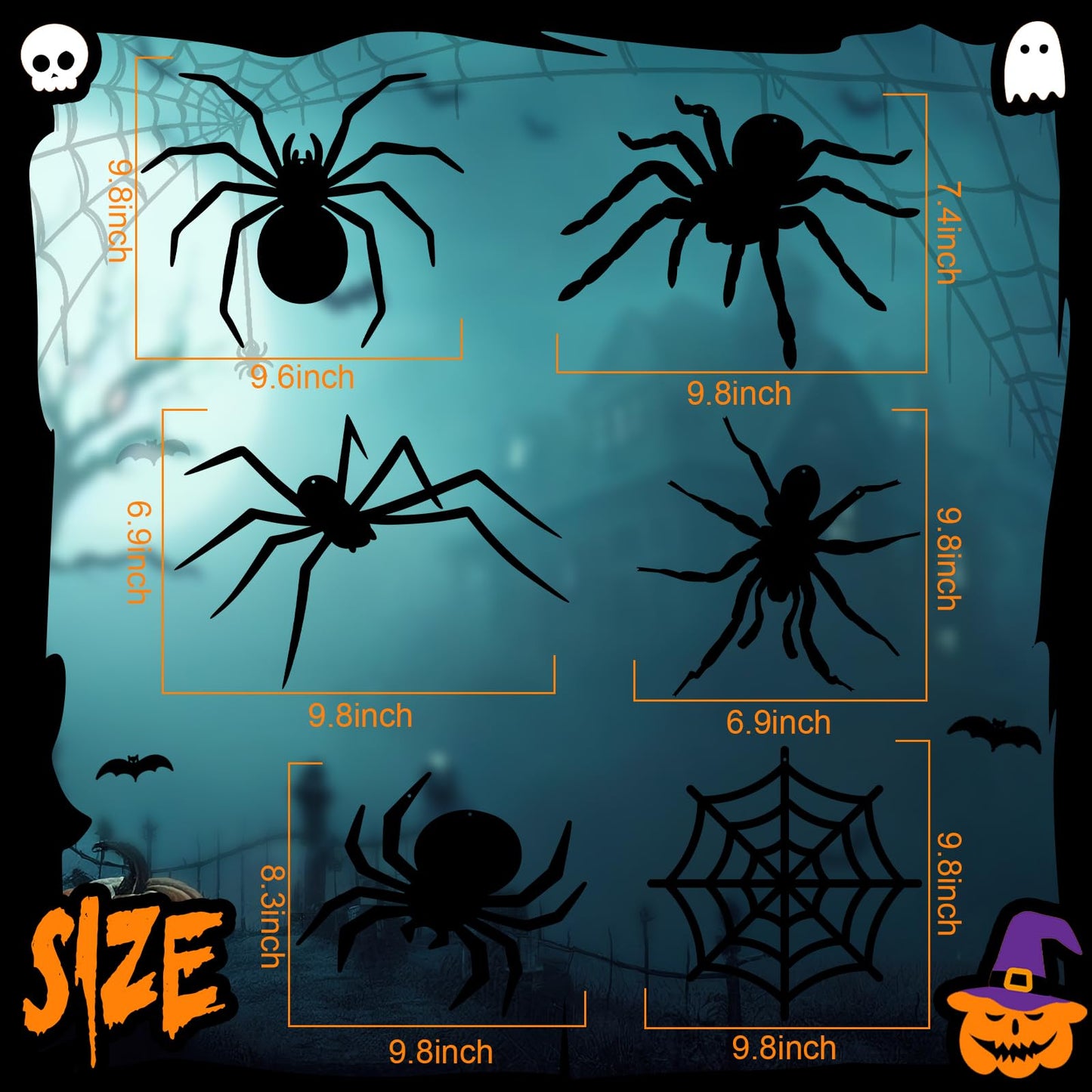 Sintuff 24 Pcs Halloween Spiders Hanging Decoration - Outdoor Spiders Webs Plastic Decor for Tree, Porch, Yard