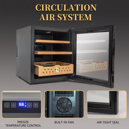 50L Electric Cigar Humidor, 300 Counts LED Lighted Temperature Control Cigar Storage Cabinet with Spanish Cedar Wood Shelves
