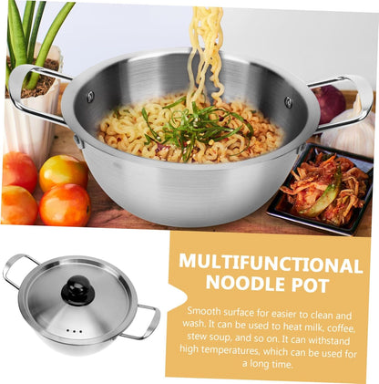 Ciieeo Stainless Steel Instant Noodle Pot Set with Lids, Korean Cooking Pots for Ramen and Soup