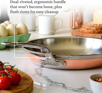 Hestan - CopperBond Collection - 100% Pure Copper Frying Pan, Induction Cooktop Compatible, 12.5-Inch