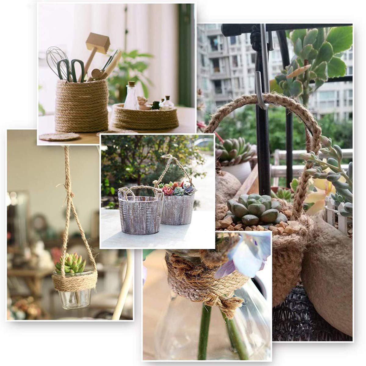 HOMYHOME Jute Rope 10mm 98ft Natural Jute Burlap Twine String Hessian Rope Cord 30M Twine Craft for Industrial, Packaging, Arts and Crafts, Decoration, Bundling, Gardening and Home