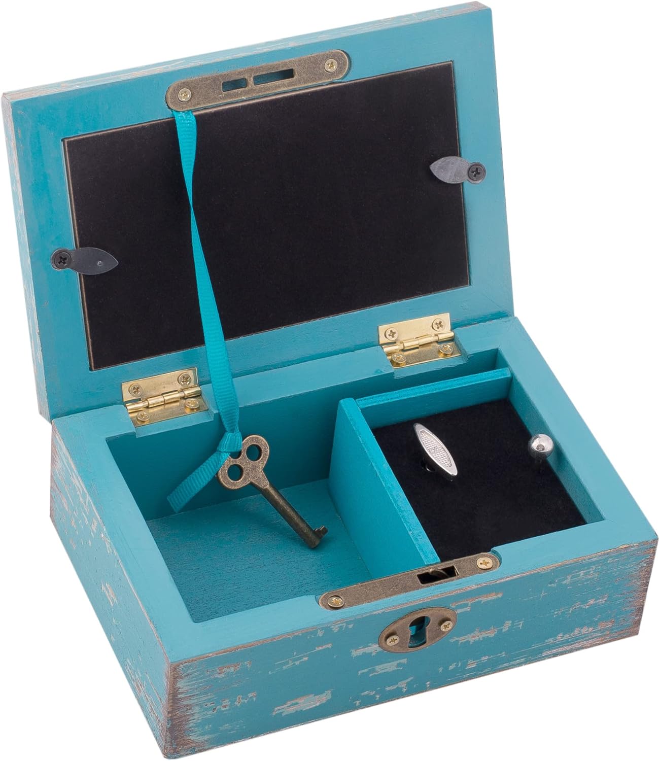 Cottage Garden Lord Bless and Keep You Petite Locket (Distressed Teal Music Box, Plays How Great Thou Art)