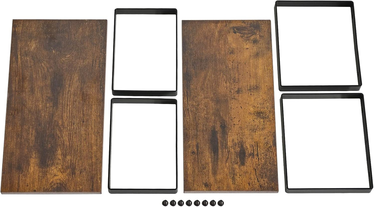 YMYNY Cabinet Shelf Organizer, Extendable Set of 2 Countertop Storage Racks for Kitchen, Rustic Brown