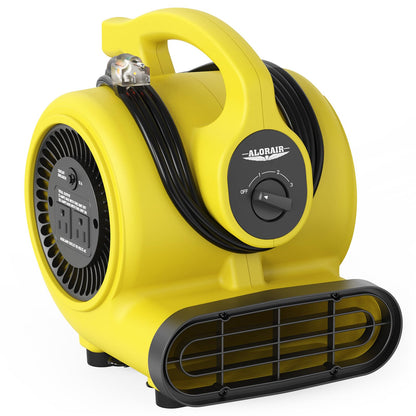 ALORAIR 600 CFM Air Mover Blower Fan for Industrial, Workshop, and Home Use - 3 Speeds, 5 Adjustable Angles and Daisy Chain - Ideal for Water Damage Restoration and Plumbing - GF600A Yellow