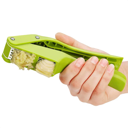 2 in 1 Garlic Slicer and Garlic Press - Multipurpose Garlic Press and Slicer, Stainless Steel and Durable Plastic, 7.6 x 1.7 x 2.5", Easy to Use and Clean, Good for Home and Commercial Use