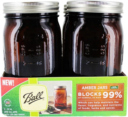 Ball Wide Mouth Canning Jars, Quart, Amber, 4 Count, 1440069046