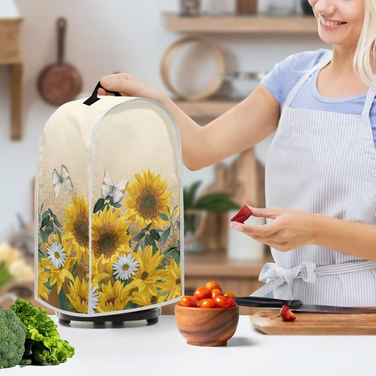 Butterfly Blender Dust Cover, Sunflower Fingerprint Protection Cover for Stand Mixer or Coffee Machine, Home Kitchen
