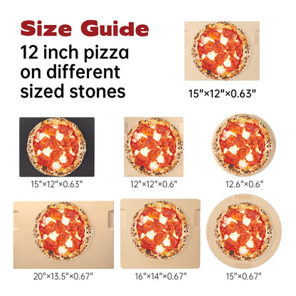 ROCKSHEAT Pizza Stone for Oven and Grill, 15x12 Inch Cordierite Baking Stone with 4 Built-in Handles, 7.4lbs Heavy Duty Thermal Shock Resistant for Crispy Crust Pizza Bread Cookies BBQ
