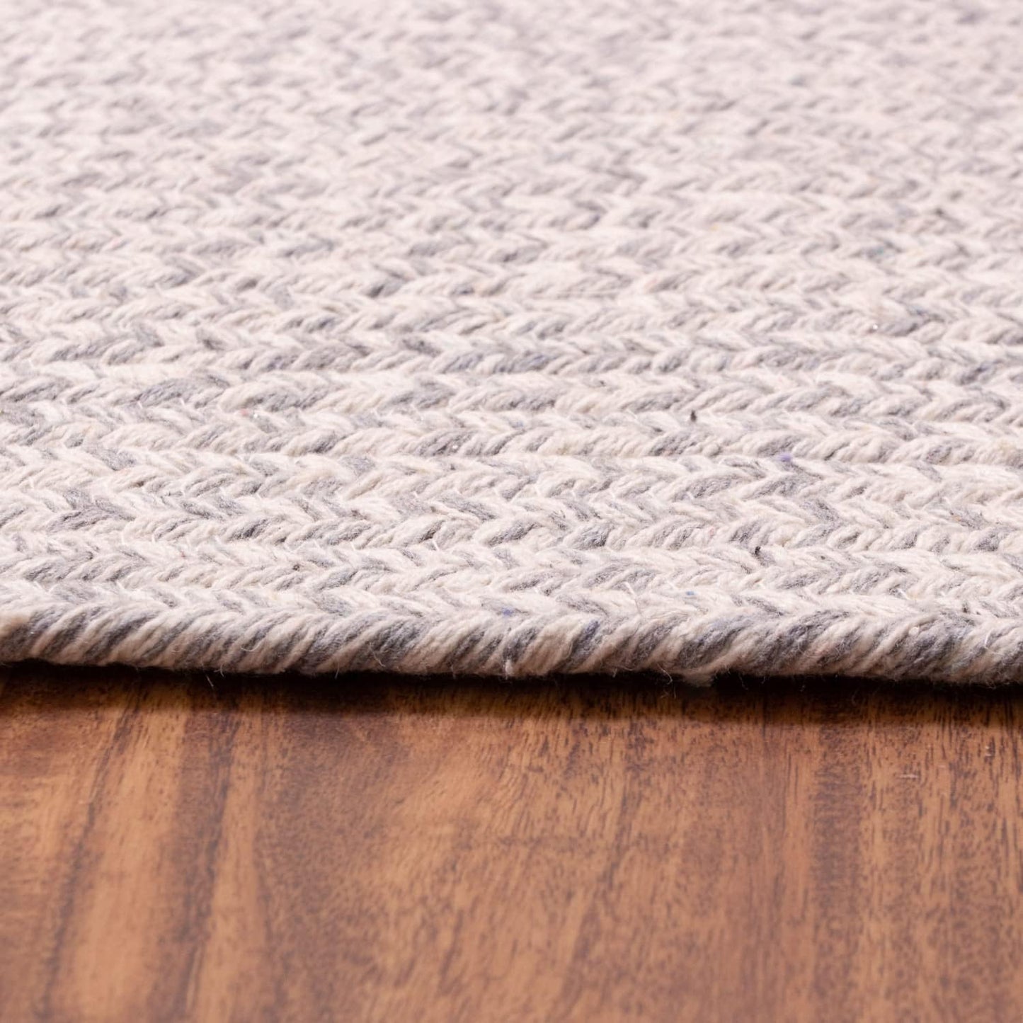 Super Area Rugs Farmhouse Braided Rug, Cotton Kitchen Reversible Carpet, Gray & White, 2' X 3'