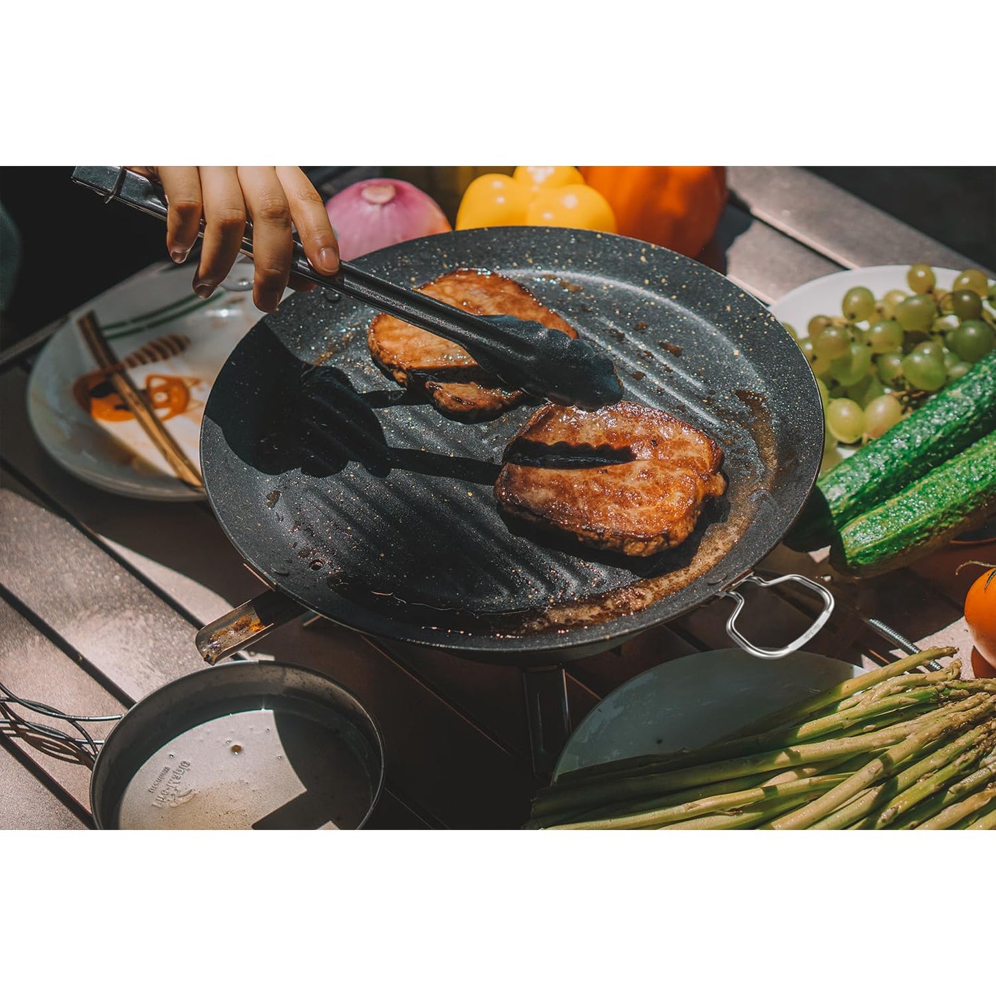 Fire-Maple Camping Griddle Plate | Nonstick Outdoor Portable Grill Pan for Stovetop | BBQ Gas Griddle Pan for Camping Stove Ridged Surfaces 31 X 31cm