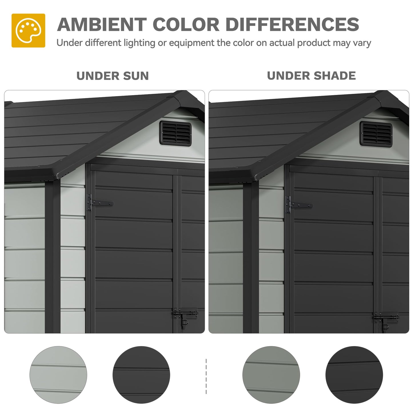 DWVO 6x4 FT Resin Storage Shed with Reinforced Floor, Outdoor Storage Shed with Lockable Door, Window and Vents, Waterproof Plastic Tool Storage for Garden, Backyard, Patio, Lawn(Blue-Gray+Black)