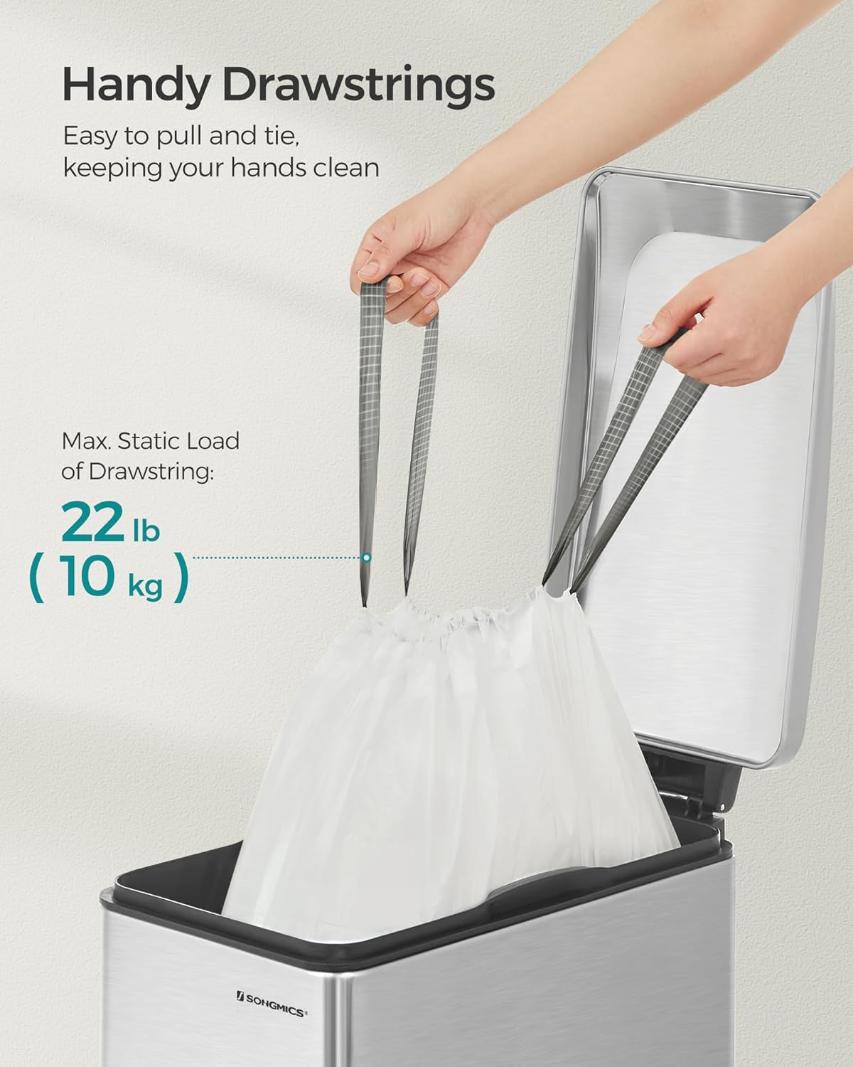 12-14.5 (45-55L) Cans,80 Count 055A01, 2 UKRB055A02 SONGMICS Trash Bags for Gallon Trash Drawstring Kitchen Garbage