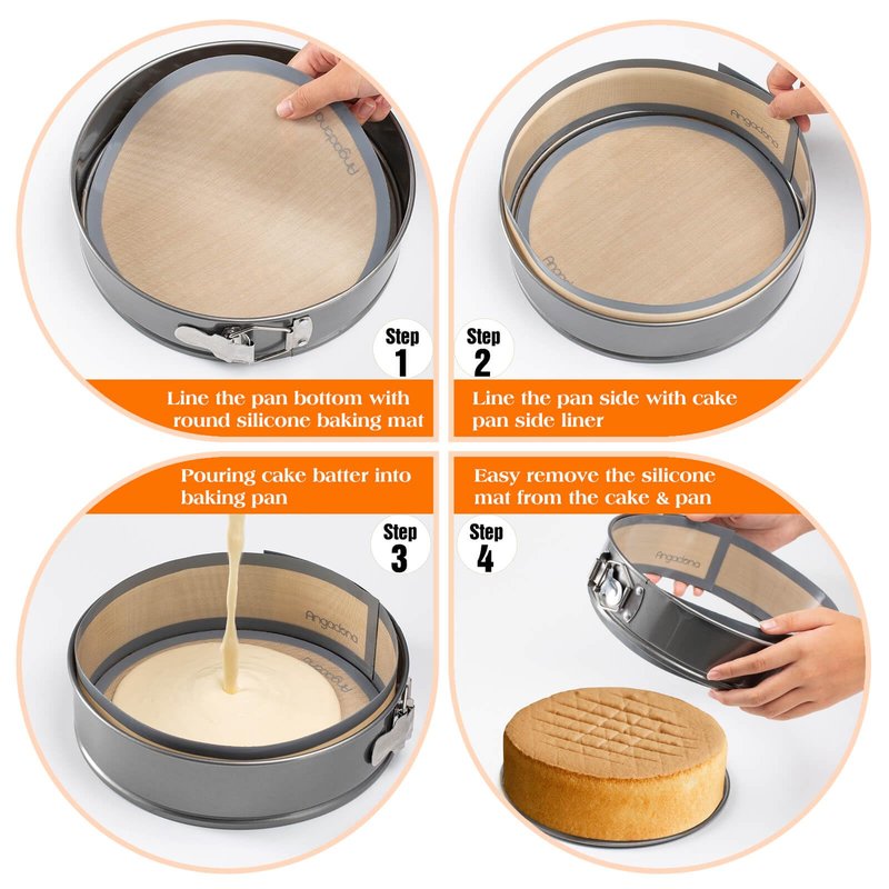 Silicone Baking Mat for Springform Pan 9 inch, Prevent cake from Sticking to Bottom and Side,Easy Clean & Non Sick Silicone Baking mat for Cheesecake Pan