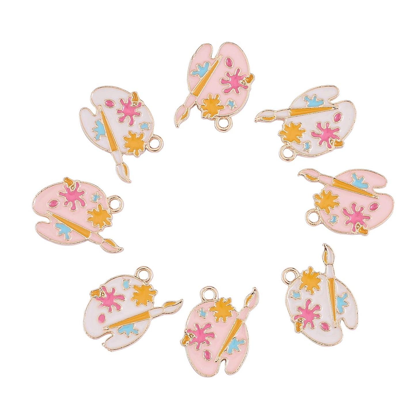 DanLingJewelry 40pcs 2 Colors Enamel Palette Cute Artist Paint Palette Dangle Charms with Loop for DIY Jewelry Making