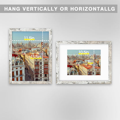 Frametory, 12x16 Picture Frame, Display Pictures 8.5x11 With Mat or 12x16 without Mat, for Poster Print Diamond Painting Wall Frame - Wide Molding (Distressed White)