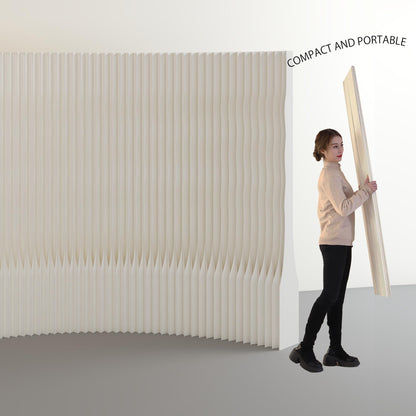 Paper Room Divider Panel Adjustable & Foldable Privacy Partition Portable Wall Divider Screen for Office, Leisure Area & Home Separation (White, H102.4 xL118.1)