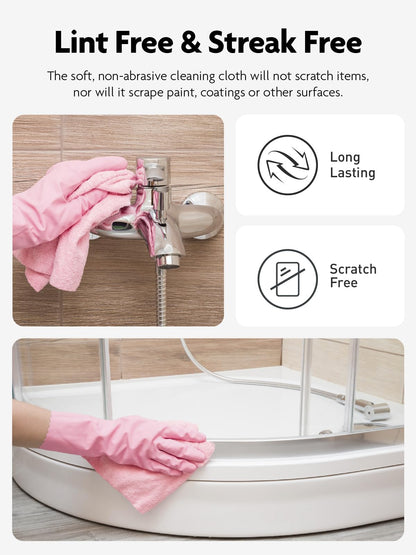 Fantasticlean Microfiber Cleaning Cloth Roll -40 Pack, Tear Away Microfiber Towels, 12" x 12", Reusable, Washable, Lint Free, Ultra Absorbent Dishcloth for Car, Pet, Kitchen Cleaning Supplies (Pink)