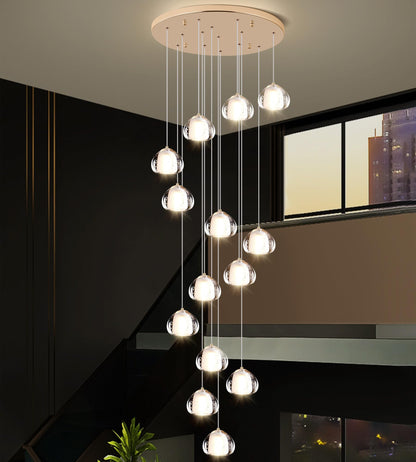 YwueChwu Gold Crystal Chandeliers for Staircase 14-Lights, H120 Inches Modern Indoor High Ceilings LED Pendant Light Fixture for Living Room Foyer Entryway