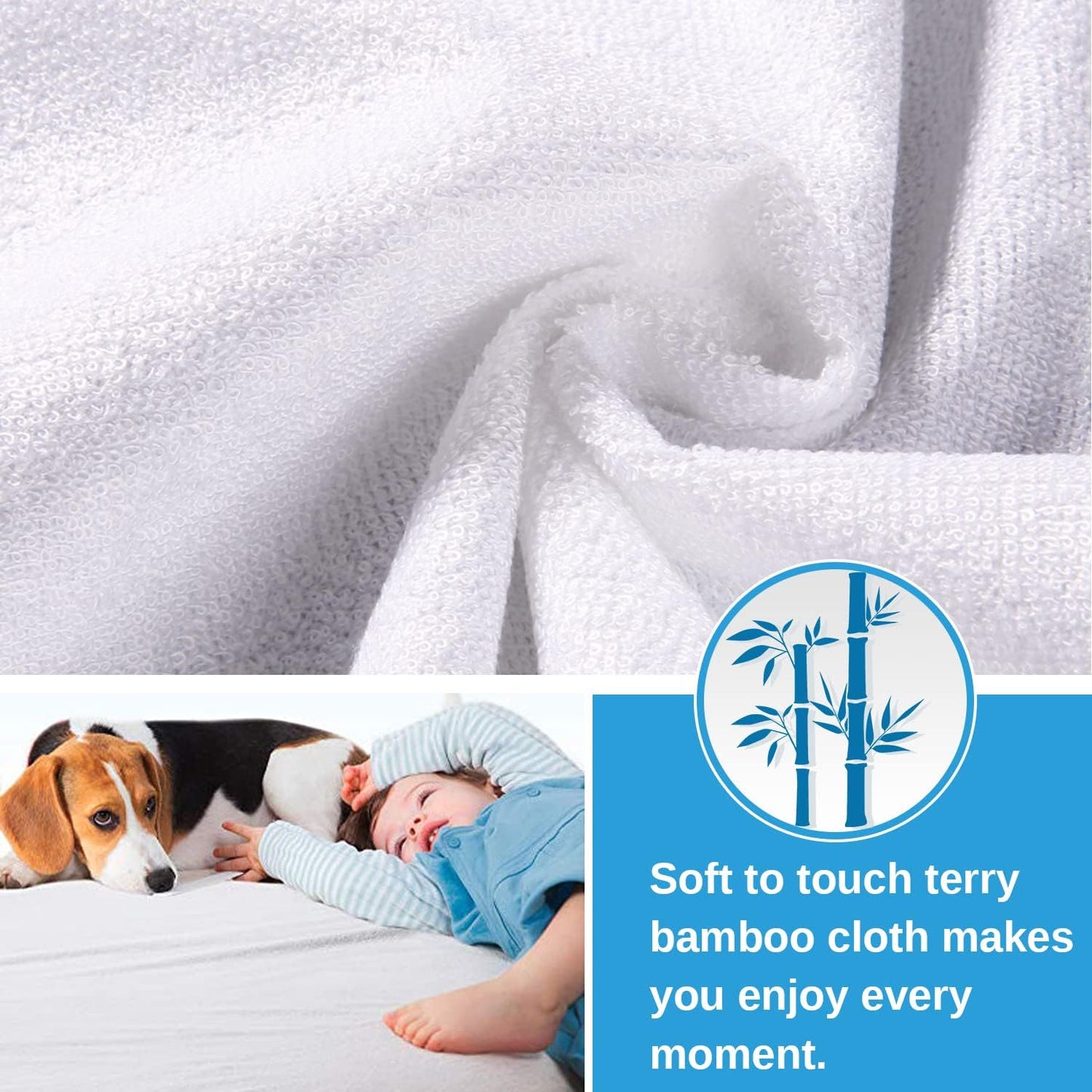 Full Size Cooling Mattress Protector Pad, Breathable Fitted Sheet Style, Waterproof for Pets