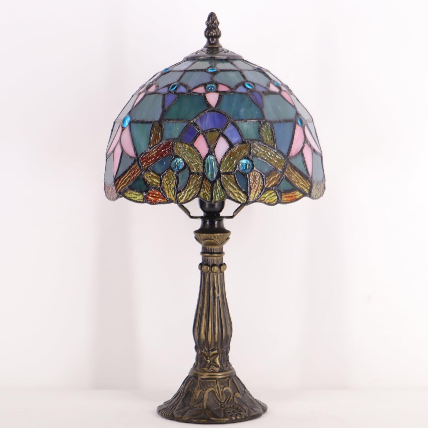 HZYFFYU Small Stained Glass Table Lamp Mini Stained Glass Lamp Memory Sympathy Desk Reading Light 8X14 Inch (Baroque Style)