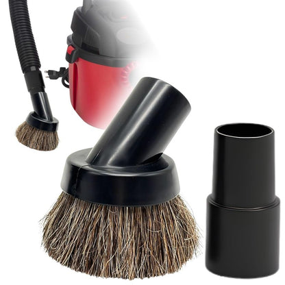 1.25 Inch Horse Hair Vacuum Brush Attachment & 2-1/4'' to 1 1/4'' Vacuum Adapter for Shop Vacs - Premium Soft Horsehair Round Dust Brush: Perfect for Vacuuming Sofas, Furniture Surface and Baseboards