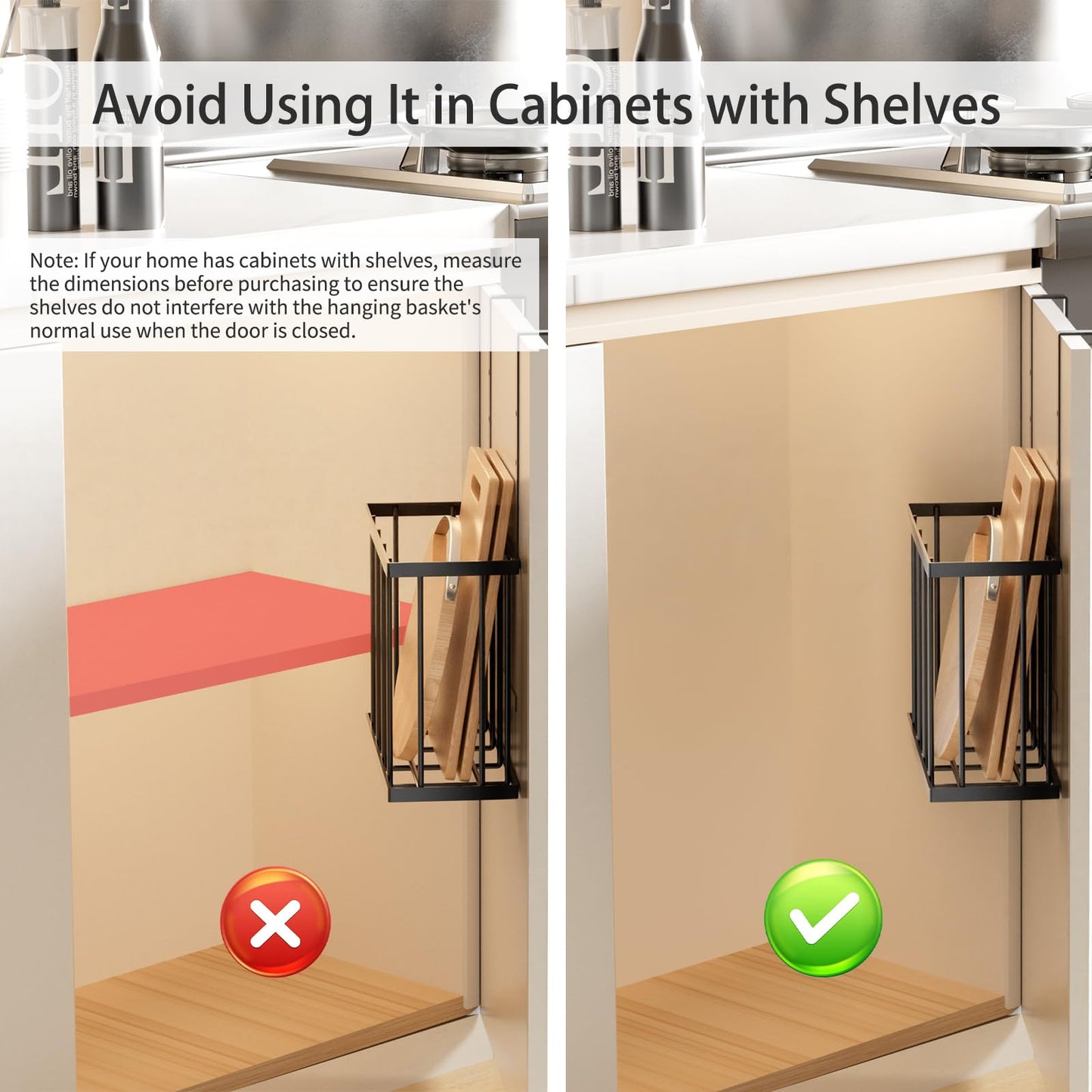 DTUQYX 3 Pack Cabinet Door Organizer - Adjustable Over Cabinet Door Organizer with Towel Rack and Small Basket, Over The Cabinet Door Storage for Kitchen Supplie, Cleaning Supplie and Cutting Board