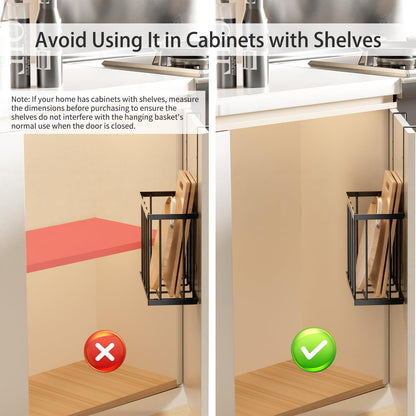 DTUQYX 3 Pack Cabinet Door Organizer - Adjustable Over Cabinet Door Organizer with Towel Rack and Small Basket, Over The Cabinet Door Storage for Kitchen Supplie, Cleaning Supplie and Cutting Board