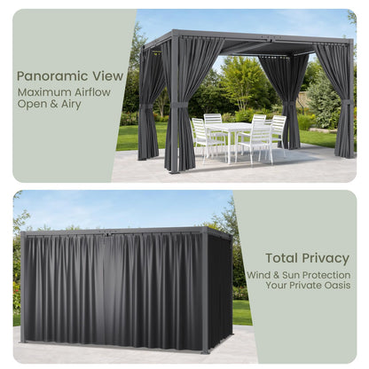SAILARY Louvered Pergola 12' x 20' with Waterproof Curtains, Large Outdoor Aluminum Pergola with Reinforced Steel Roof, Heavy-Duty Hardtop Gazebo, Privacy Shaded Shelter, Grey