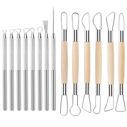 SHENOMAD 14PCS Clay Tools Kit Pottery Modeling Ceramics Polymer Tools Set for Air Dry Clay Carving Molding Pottery Crafting Beginners