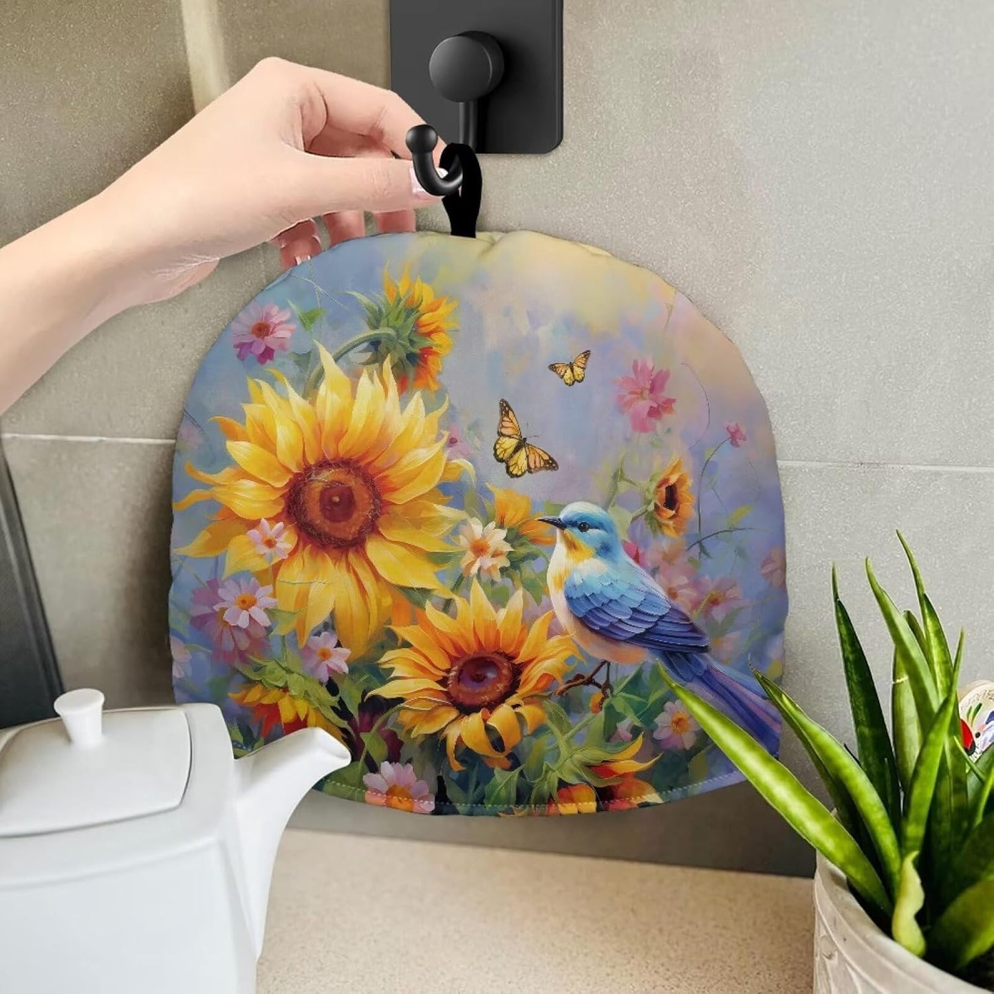 Sunflower Dust Cover for Teapots, Insulated Breakfast Pot Cover, Kitchen Tea Cosy with Cotton for Dining Room Coffee