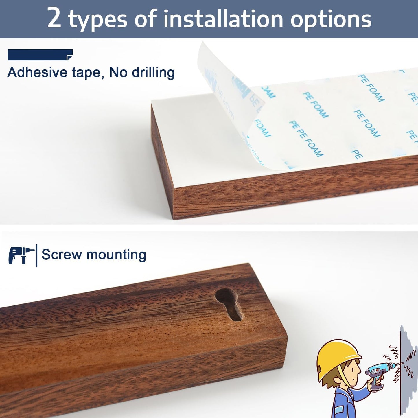 Magnetic Knife Holder for Wall, 16 Inch Walnut Wood Knife Strip with 2 Hooks, Extra Strong Magnet